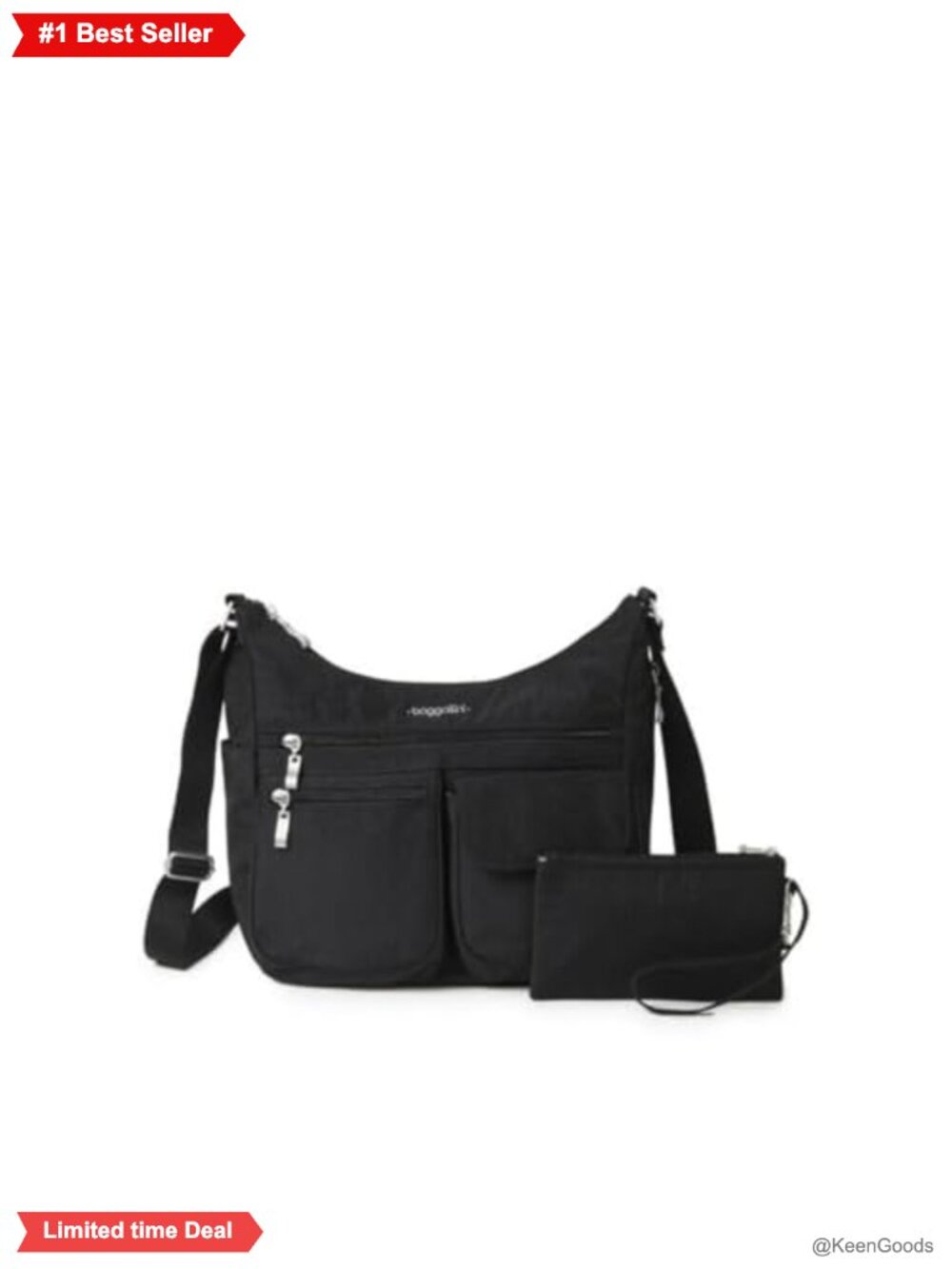 Baggallini Everywhere Crossbody Hobo Bag Lightweight Nylon Water-Resistant RFID